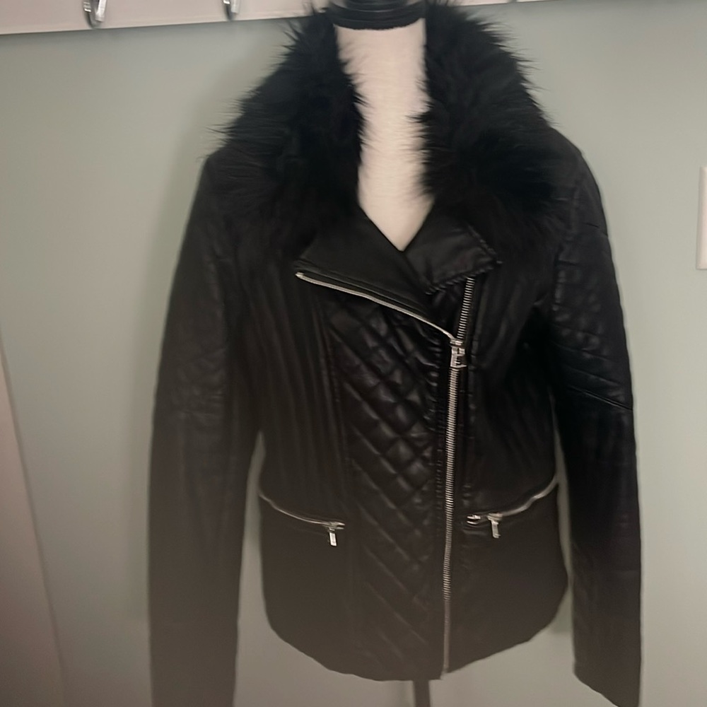 Guess Asymmetrical Moto Style Jacket Sz L - Picture 3 of 10